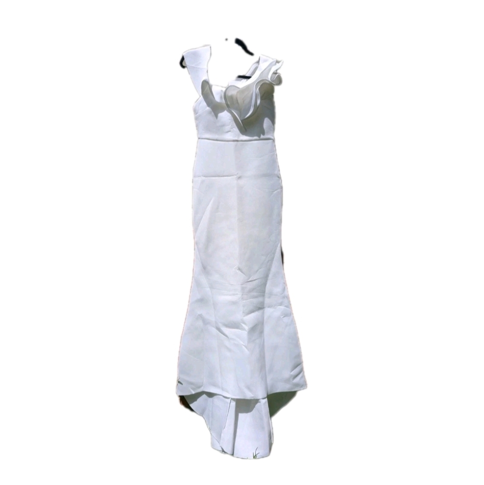 Elegant White Evening Gown Wedding Dress Mermaid Trumpet Fit.